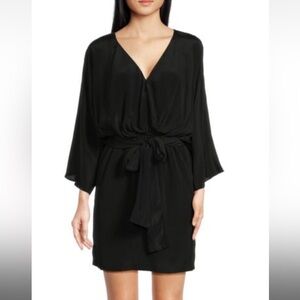 Kooples Belted Silk Black Dress